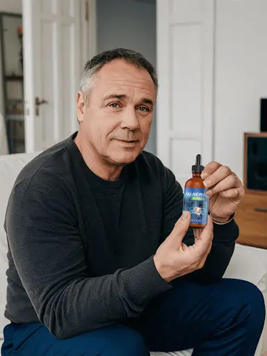 Tom M. from Charlotte, NC showing Nu Nerve supplement bottle for nerve support